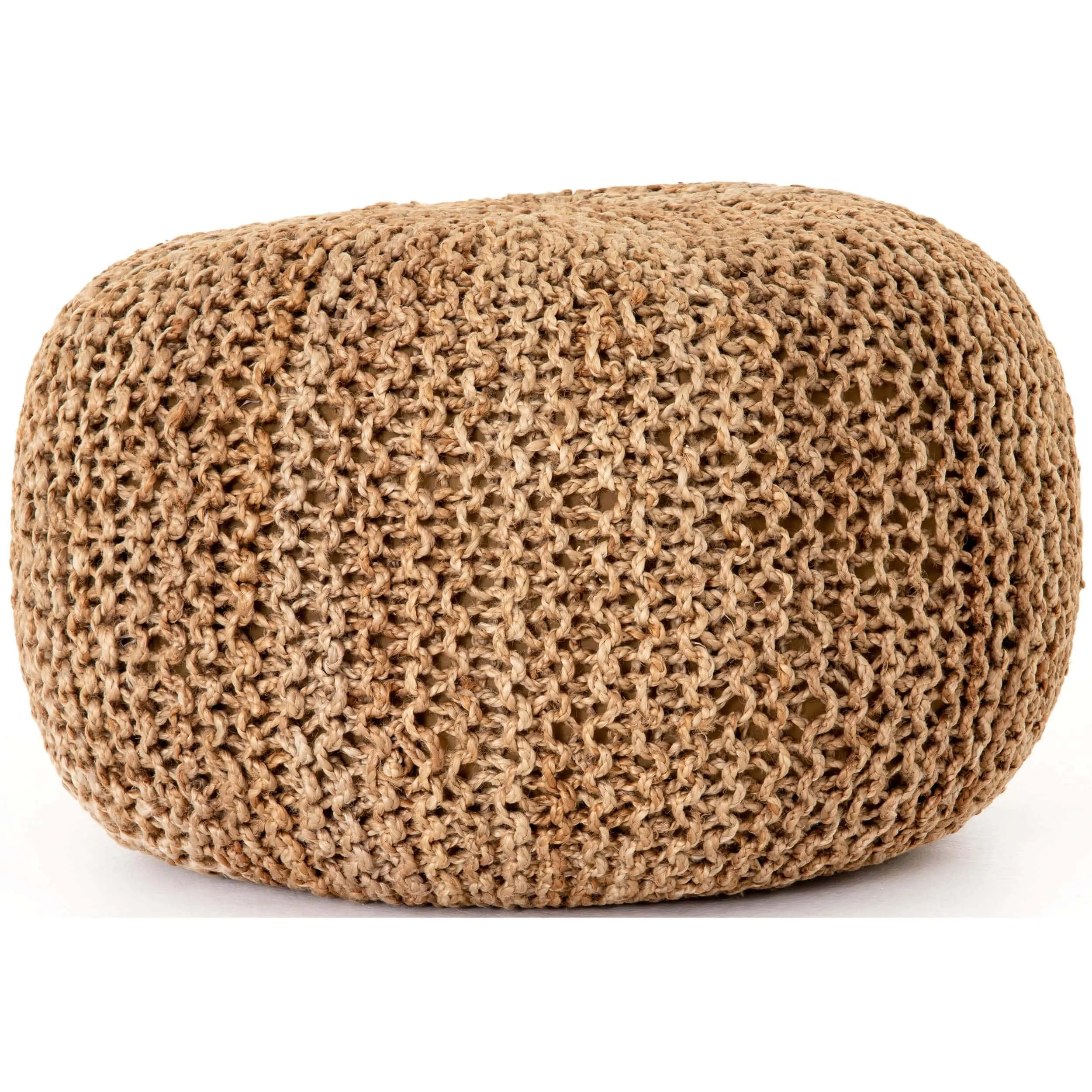 Jute Knit Pouf, Tan