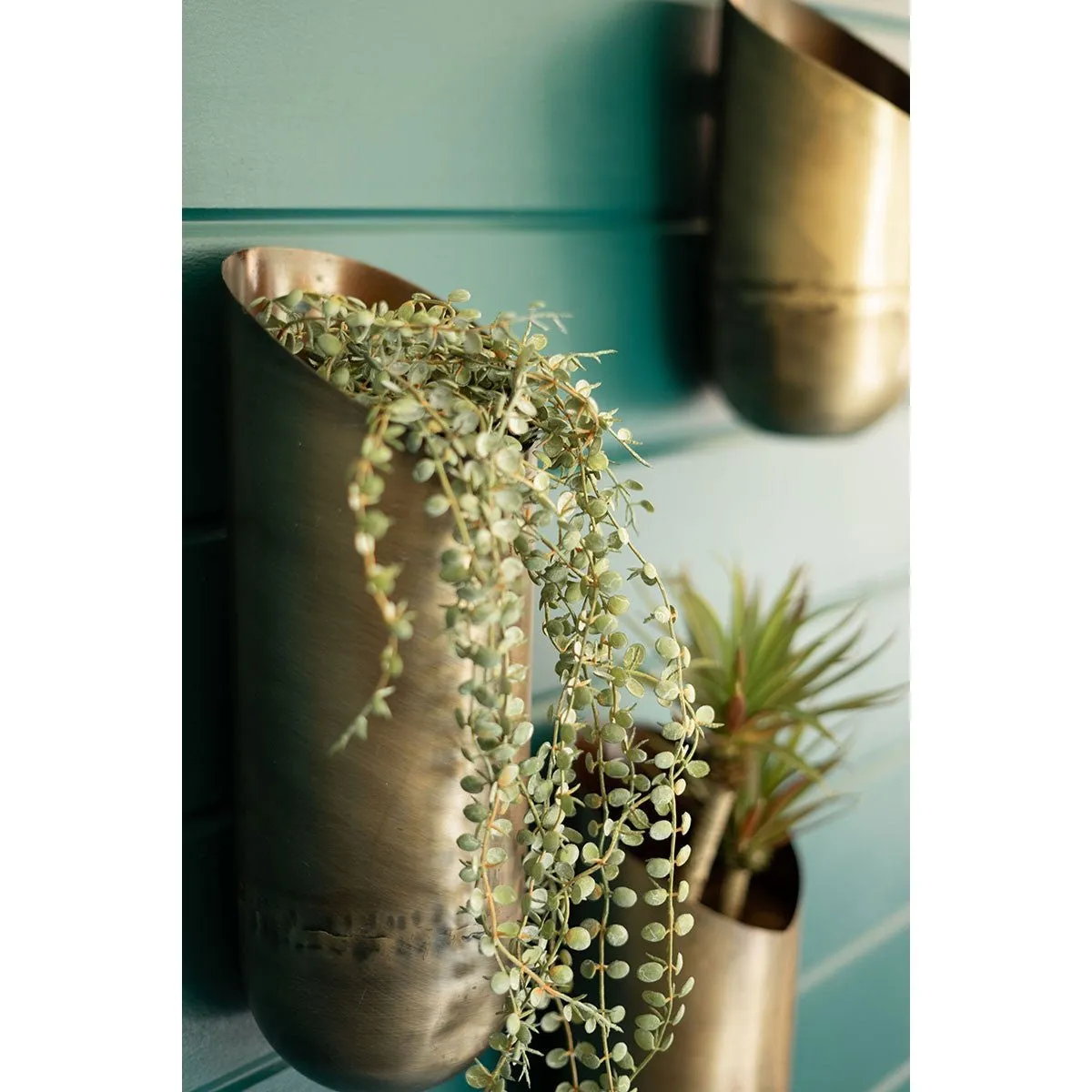 Kalalou - SET OF THREE ANTIQUE BRASS WALL VASES - NDE1405