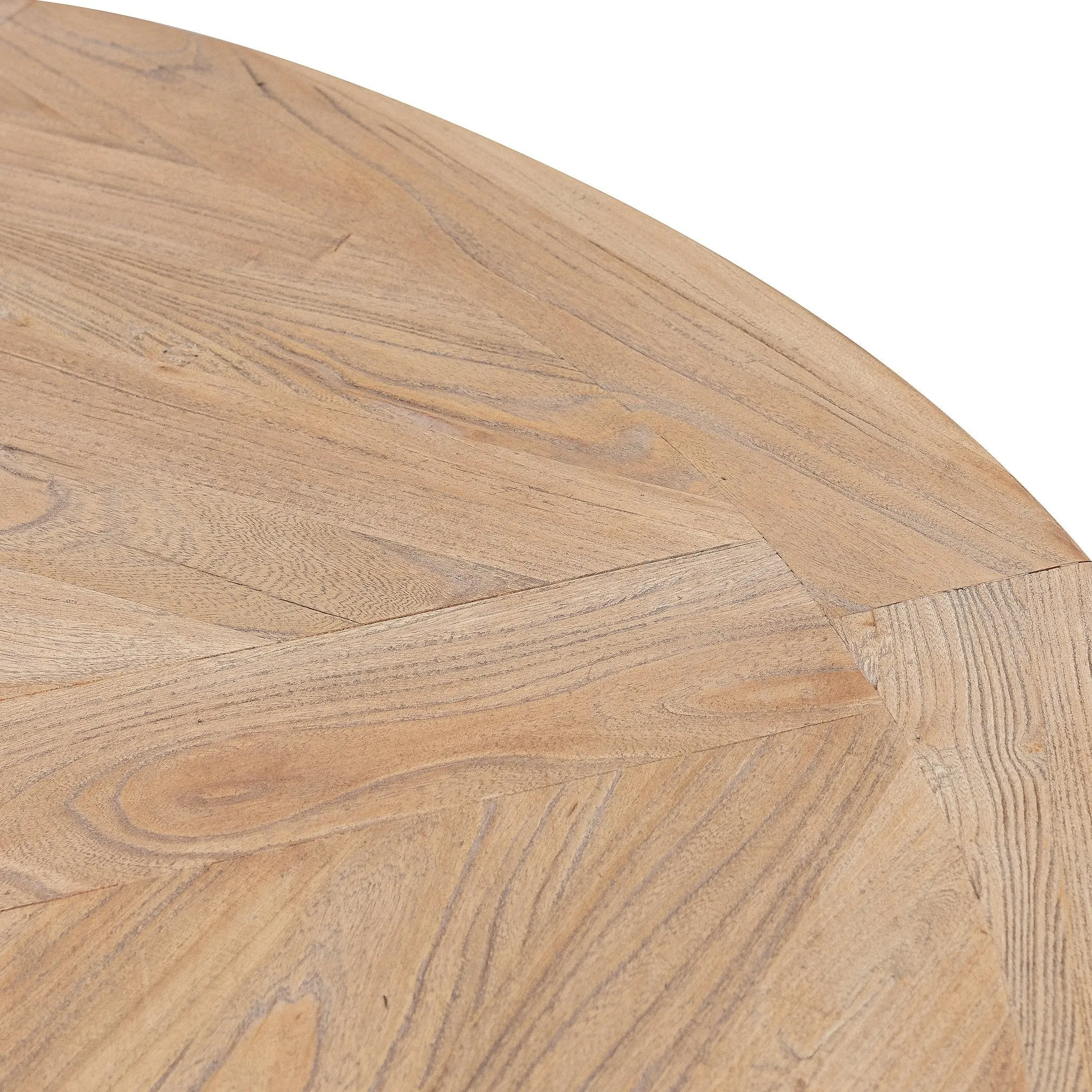 Kara Reclaimed 1.4m Round Dining Table - Natural Top and Black Base