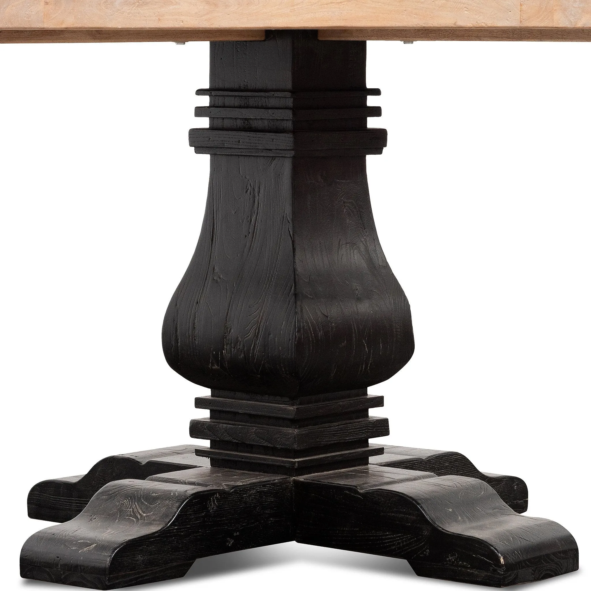 Kara Reclaimed 1.4m Round Dining Table - Natural Top and Black Base