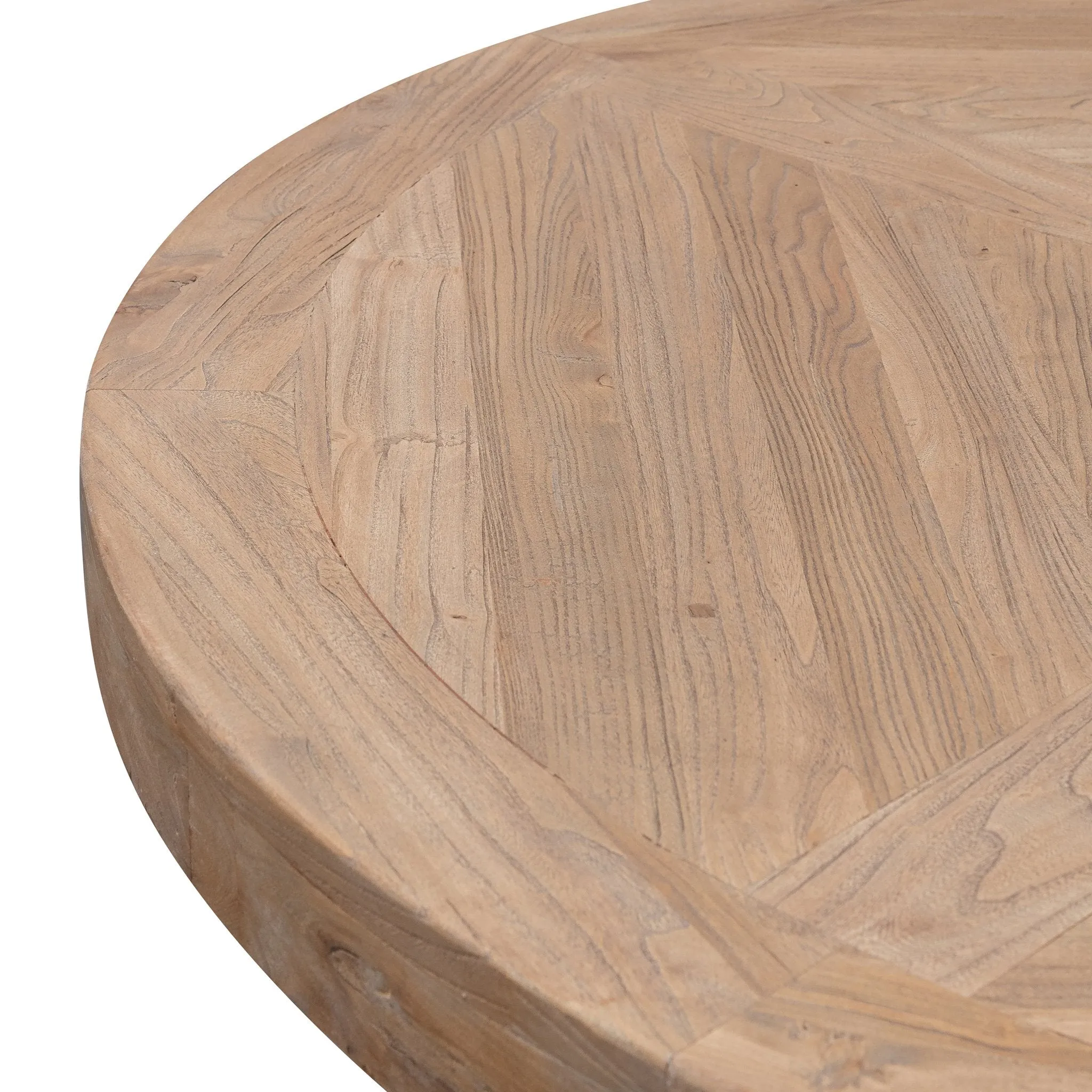 Kara Reclaimed 1.4m Round Dining Table - Natural Top and Black Base