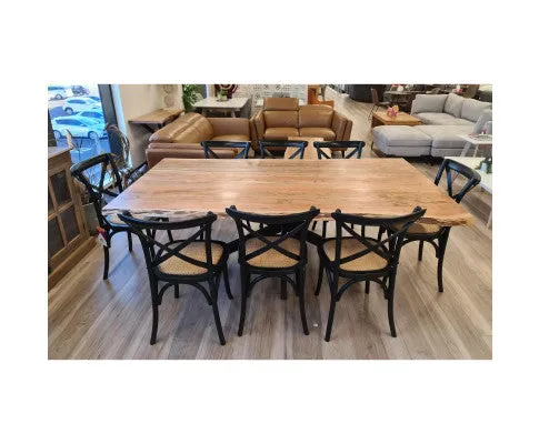 Lantana Dining Table 210cm Live Edge Solid Acacia Timber Wood Metal Leg -Natural