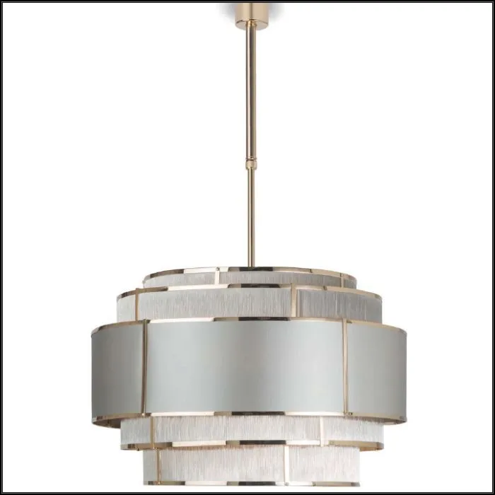 Large Modern Light Round Gold Chandelier With Grey Shades