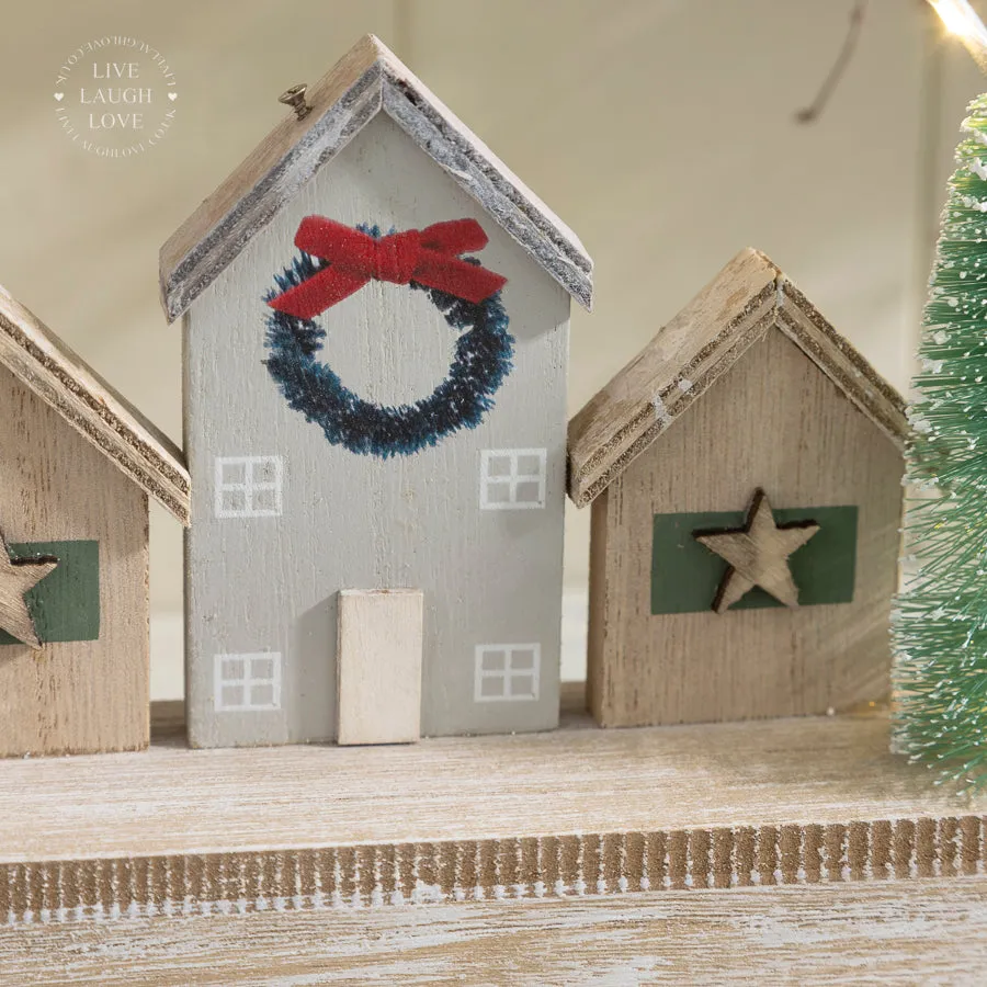 LED Light-Up Christmas Village Scene with Arch