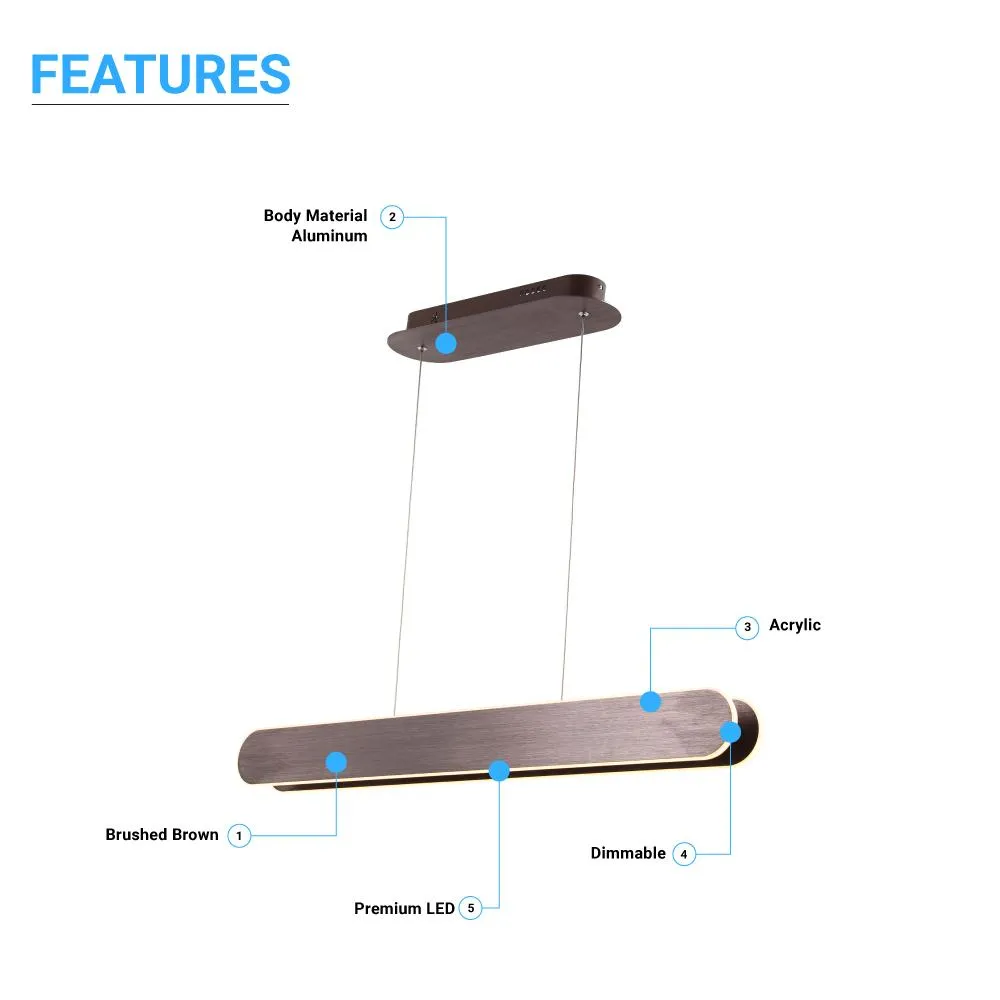 LED Pendant Light Fixture, Dimmable, 3000K (Warm White), Brushed Brown (P2171-900)