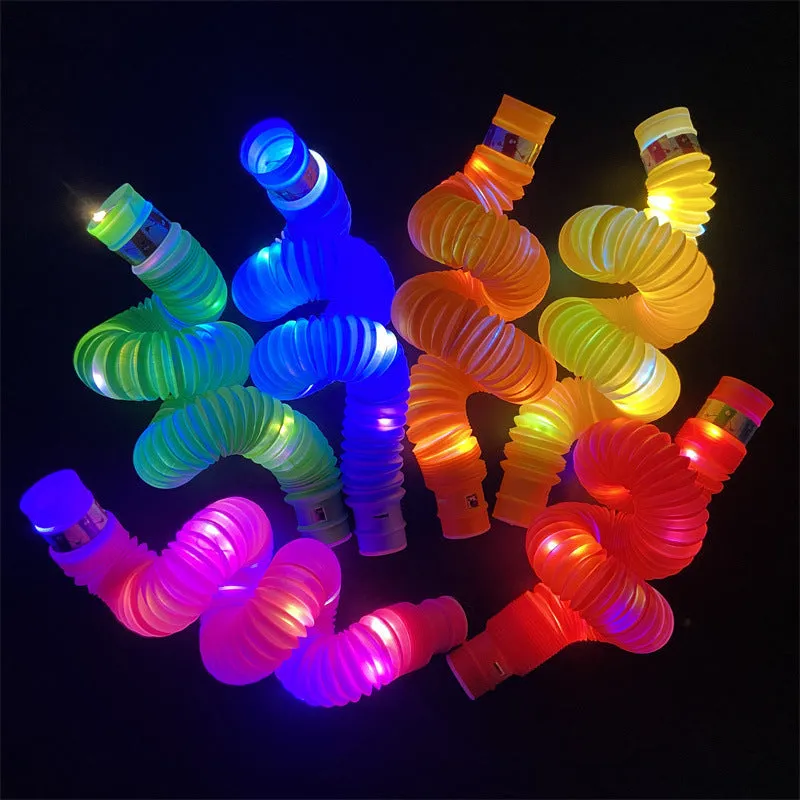 Light up Pop Tubes, 6 Colors LED Toy Fidget Glow Tube,Glow in The Dark Party Favor Glow Tubes