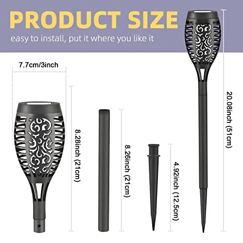Liveasily 4 Pack Led Solar Torch Light with Flickering Flame Outdoor Waterproof Halloween Decorations, Solar Torches Stake Lights, Auto On/Off Solar Garden Lights Decorations