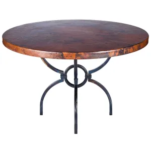 Logan Dining Table with 54" Round Hammered Copper Top