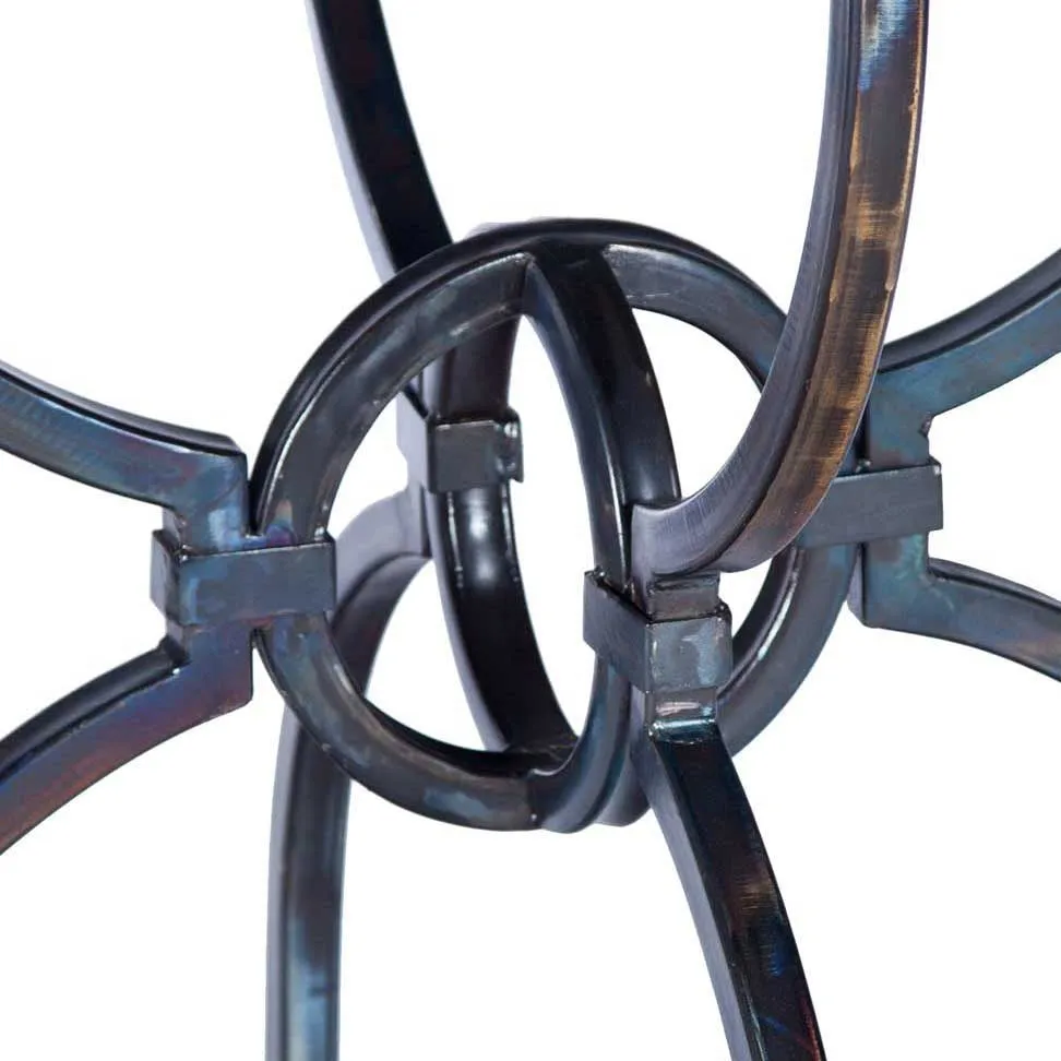 Logan Dining Table with 54" Round Hammered Copper Top
