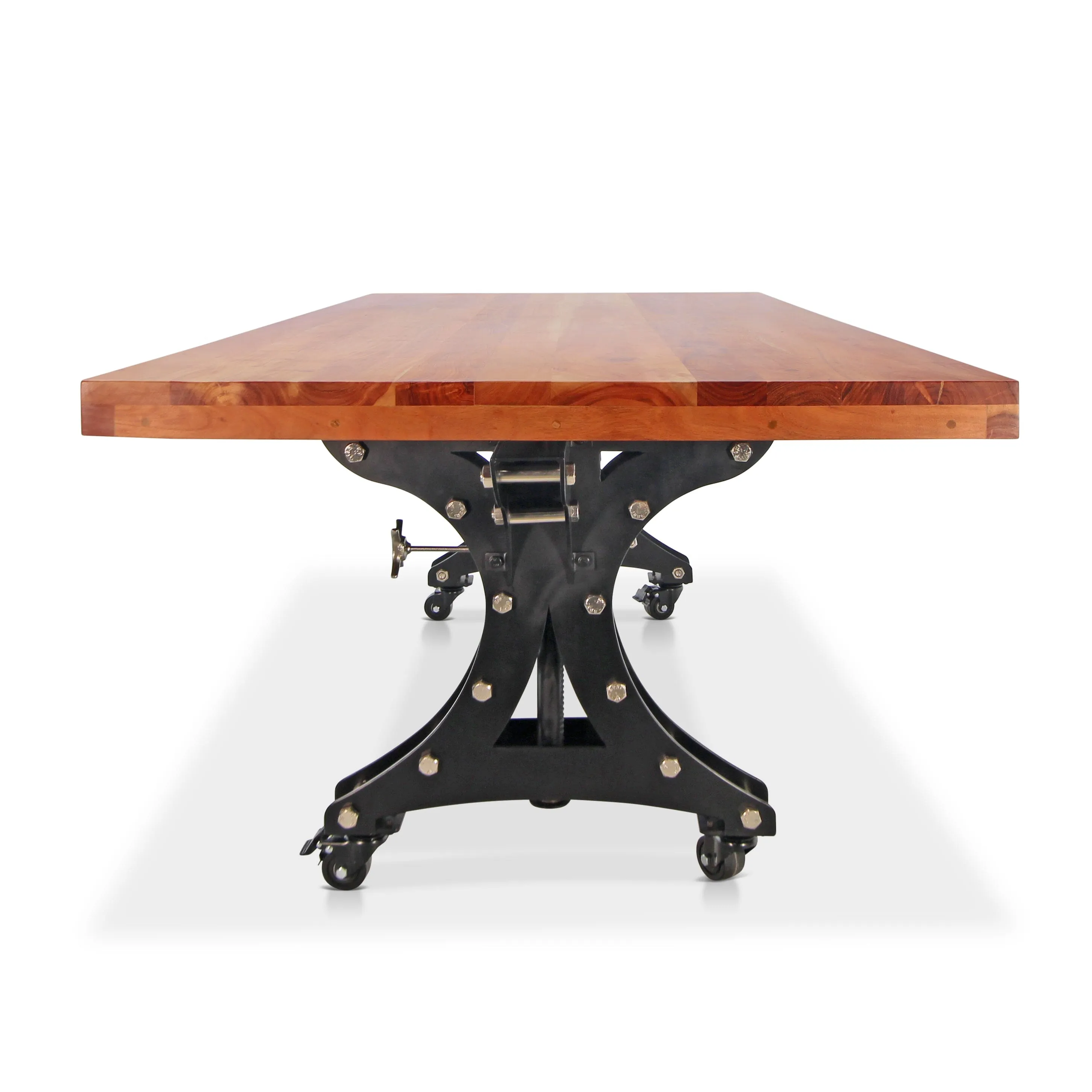 Longeron Industrial Dining Table Adjustable - Casters - Provincial Top