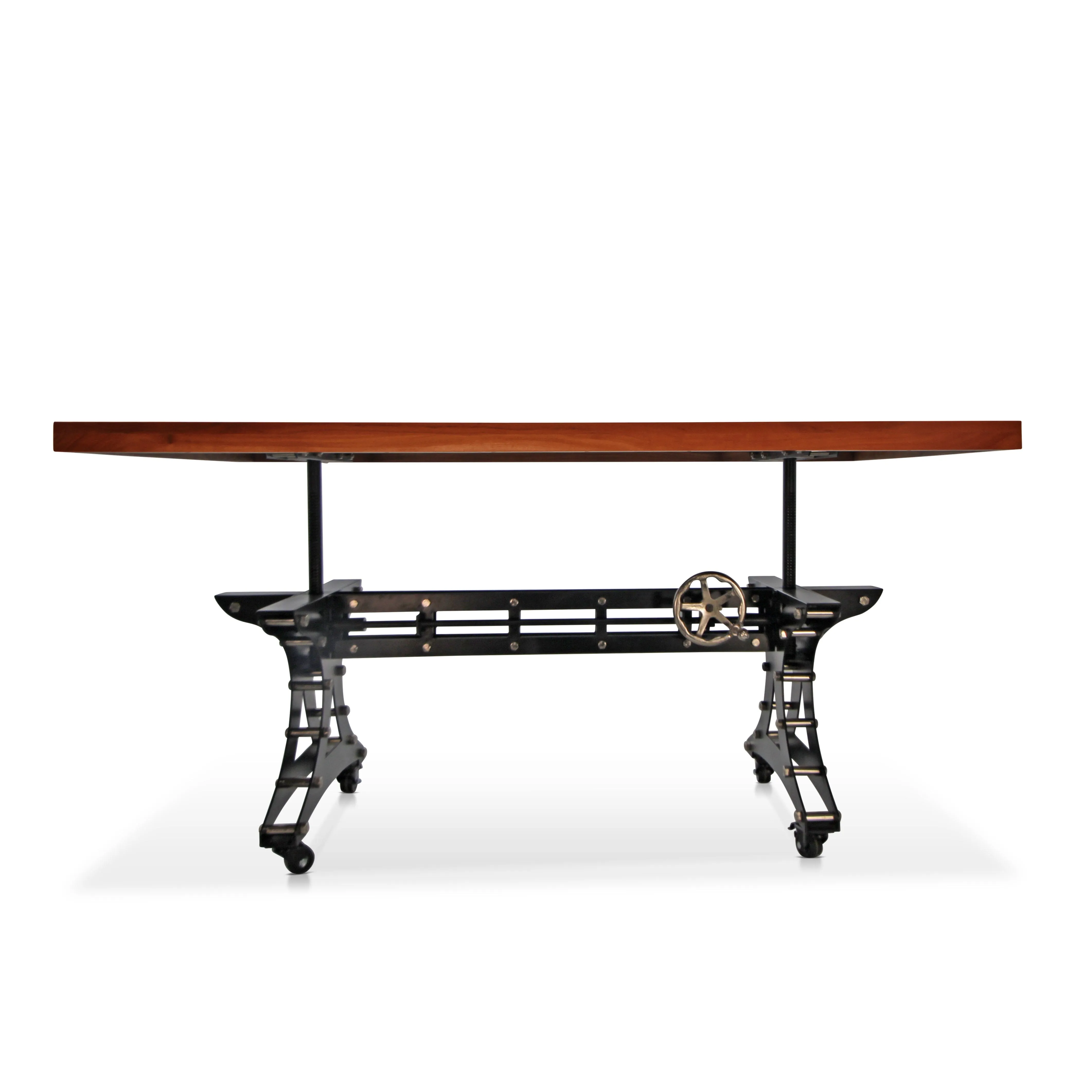 Longeron Industrial Dining Table Adjustable - Casters - Provincial Top