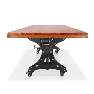 Longeron Industrial Dining Table Adjustable - Casters - Provincial Top
