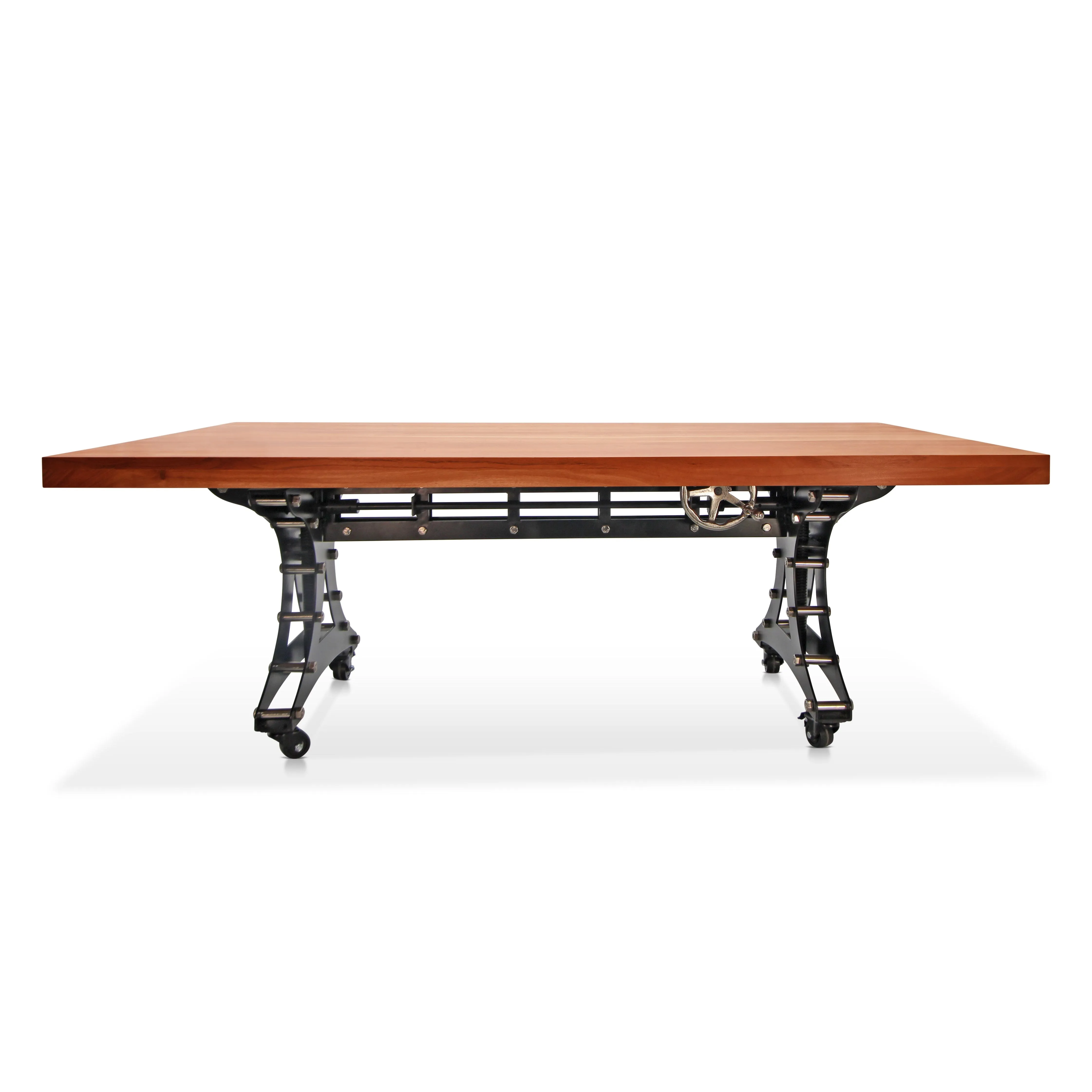 Longeron Industrial Dining Table Adjustable - Casters - Provincial Top