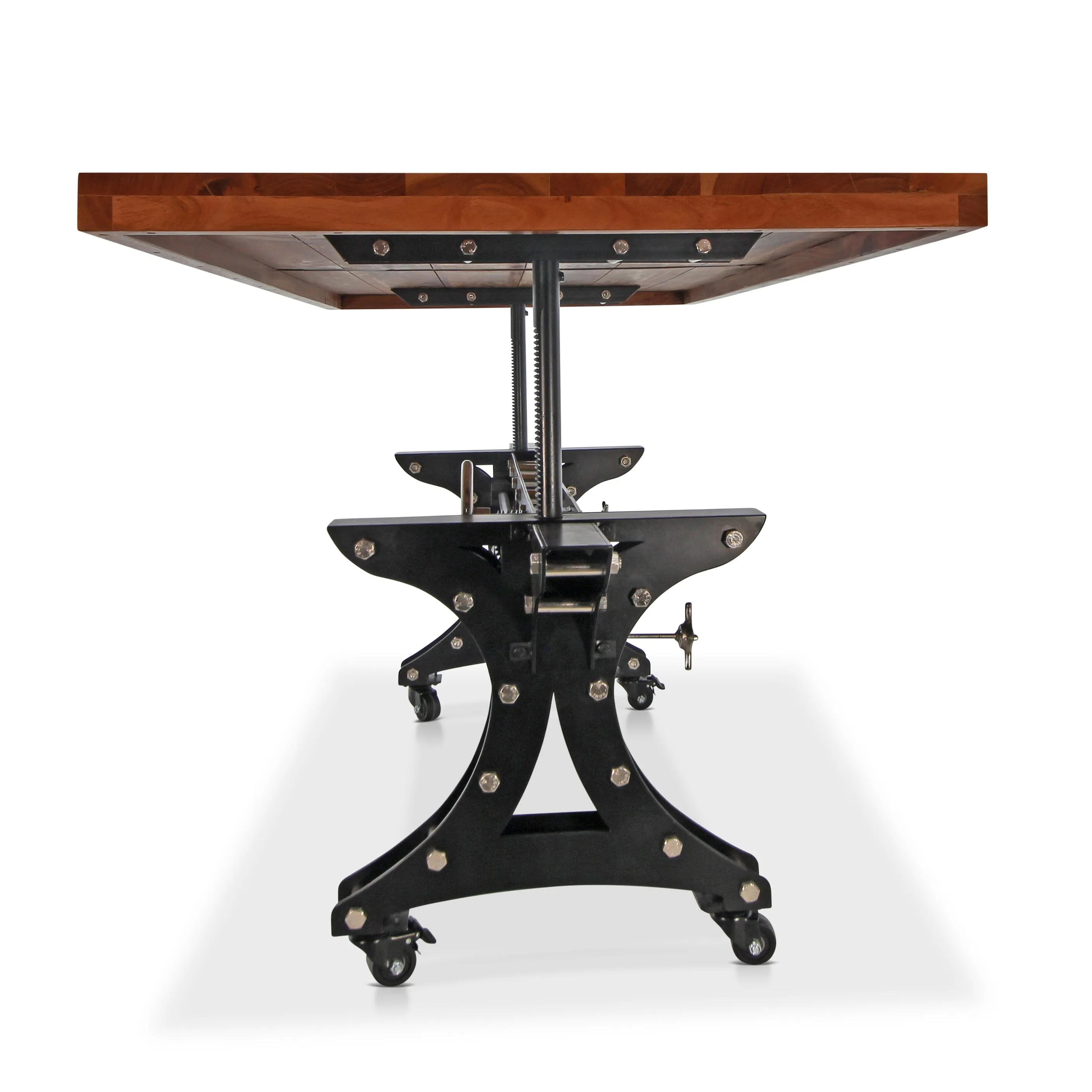 Longeron Industrial Dining Table Adjustable - Casters - Provincial Top