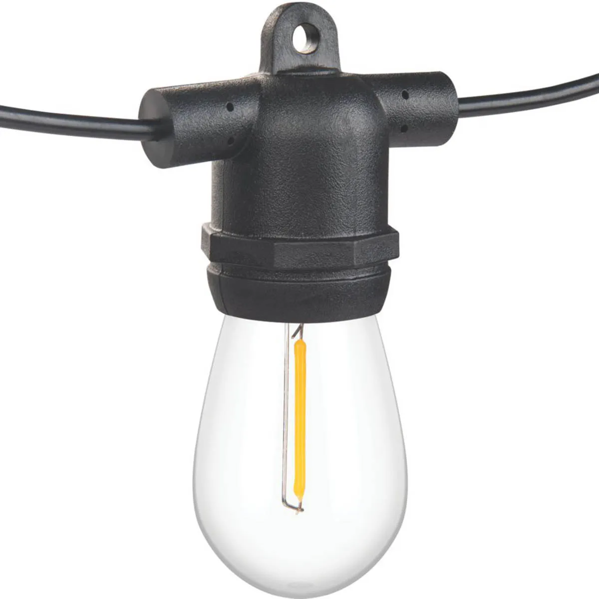 Luceco Festoon String Lights LED 10 Lamp Warm White Black Outdoor Weatherproof