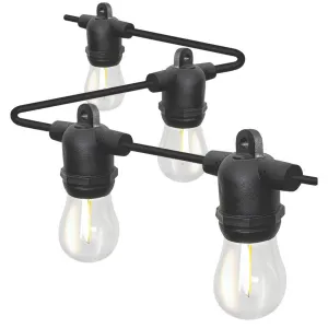 Luceco Festoon String Lights LED 10 Lamp Warm White Black Outdoor Weatherproof