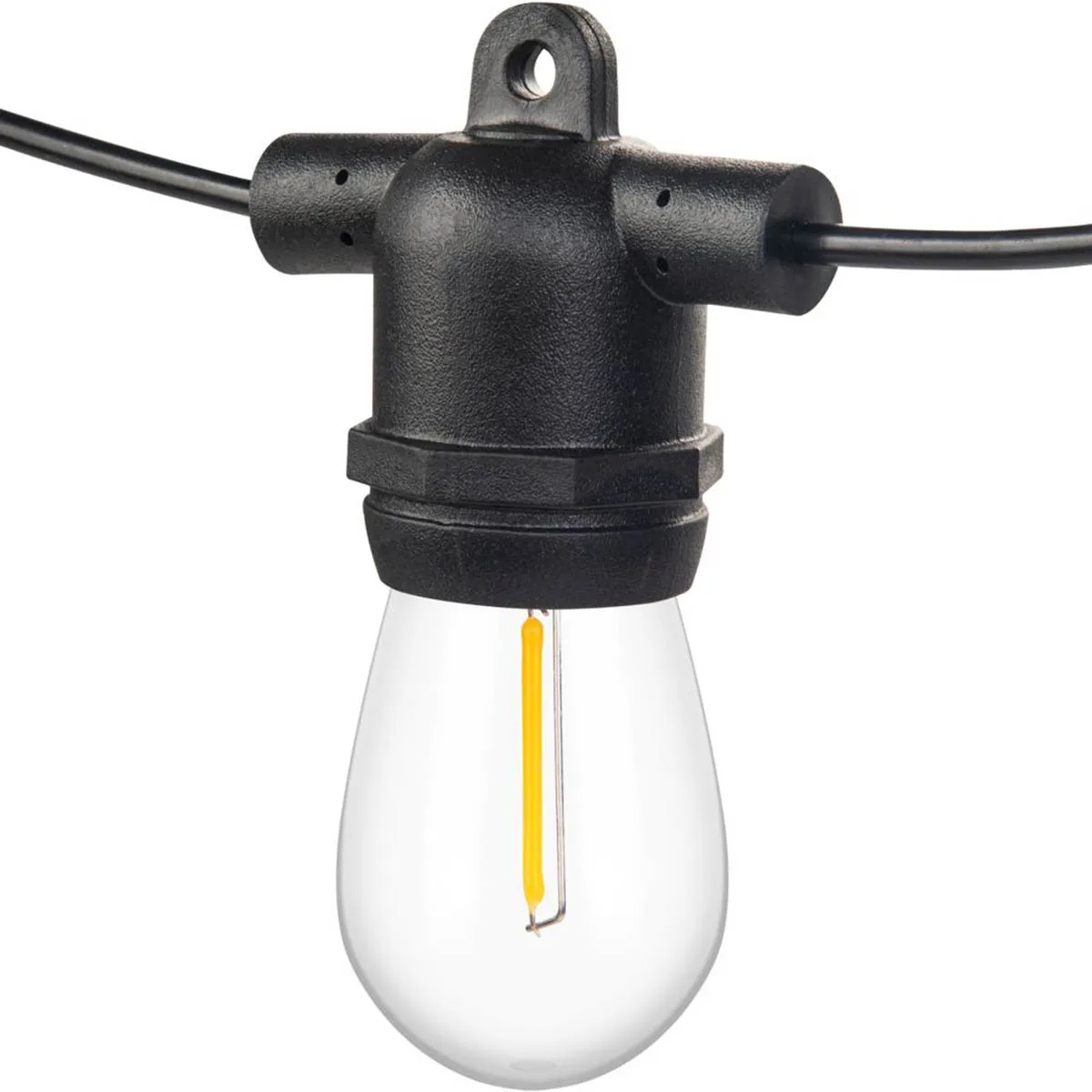 Luceco Festoon String Lights LED 10 Lamp Warm White Black Outdoor Weatherproof