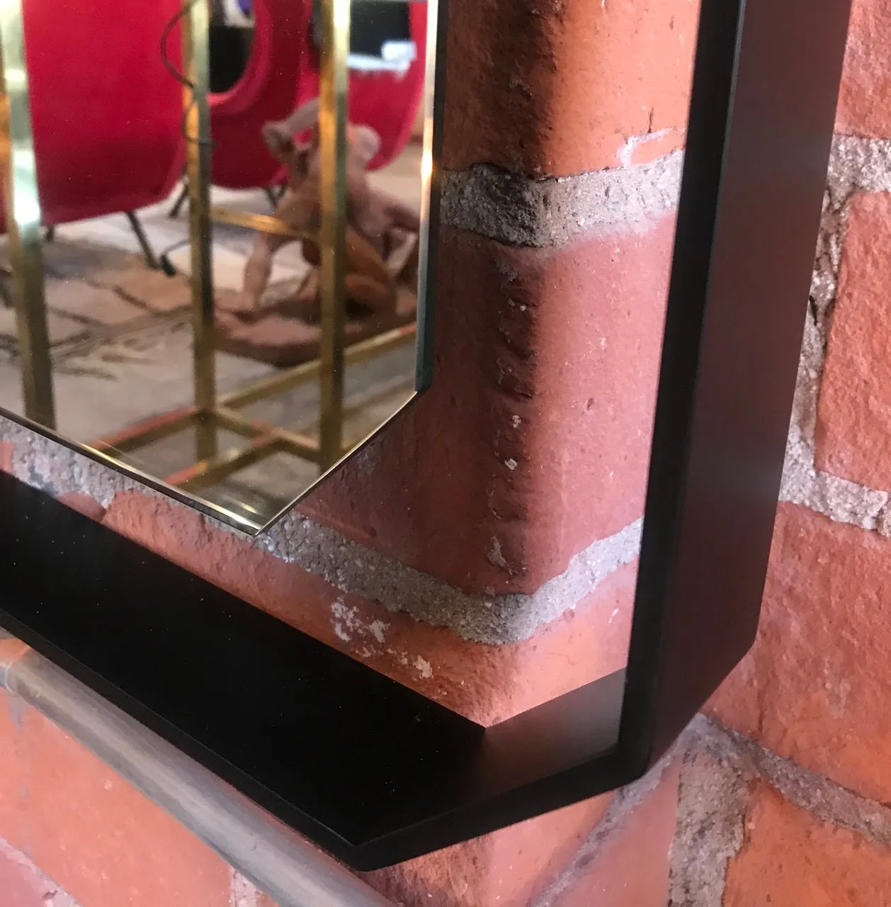 MA 39's Oversized Iron floating and Brass Rectangular Mirror, 21st Century, Italy