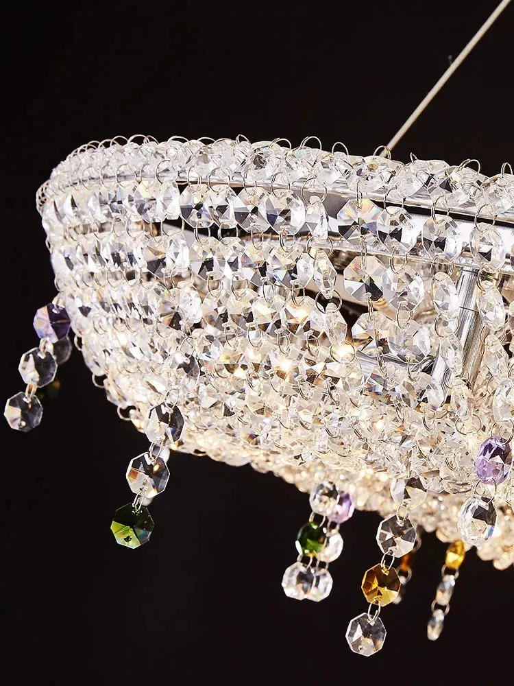 Mansion Oval Crystal Chandelier Chrome LED Pendant Lamps