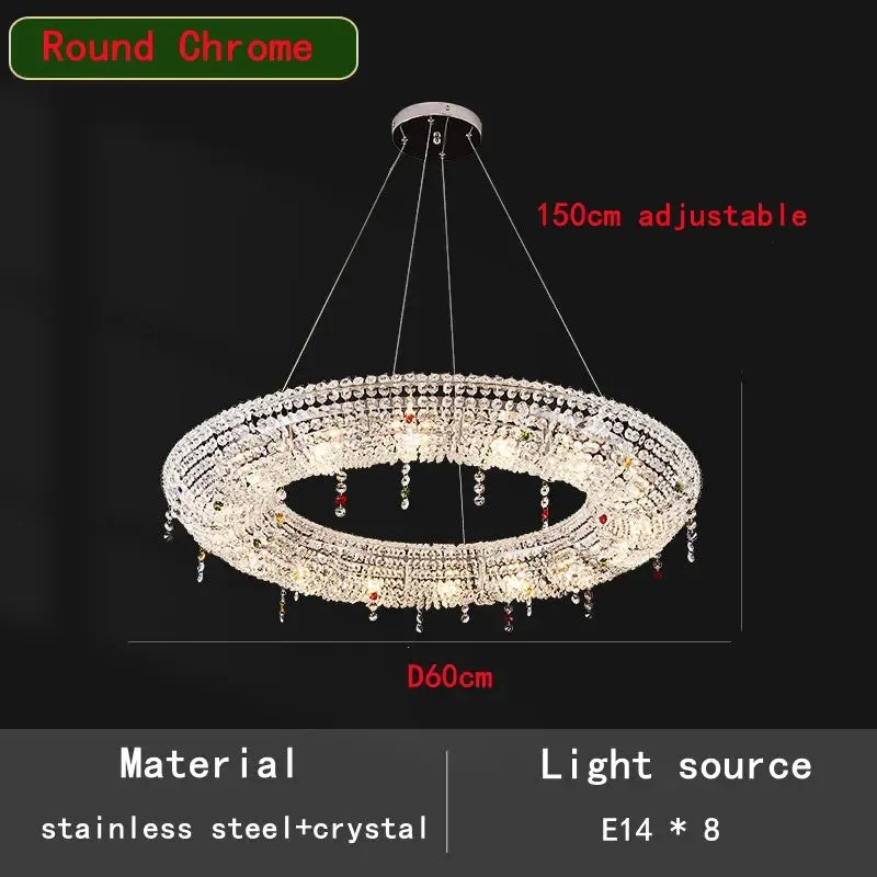 Mansion Oval Crystal Chandelier Chrome LED Pendant Lamps