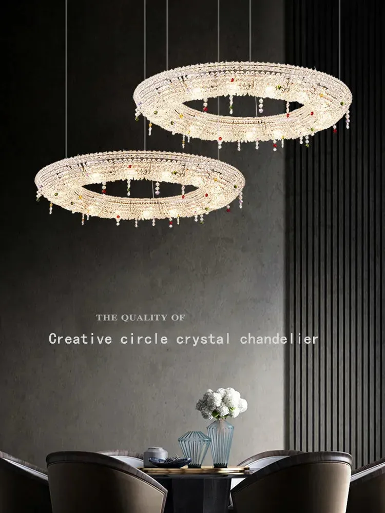Mansion Oval Crystal Chandelier Chrome LED Pendant Lamps