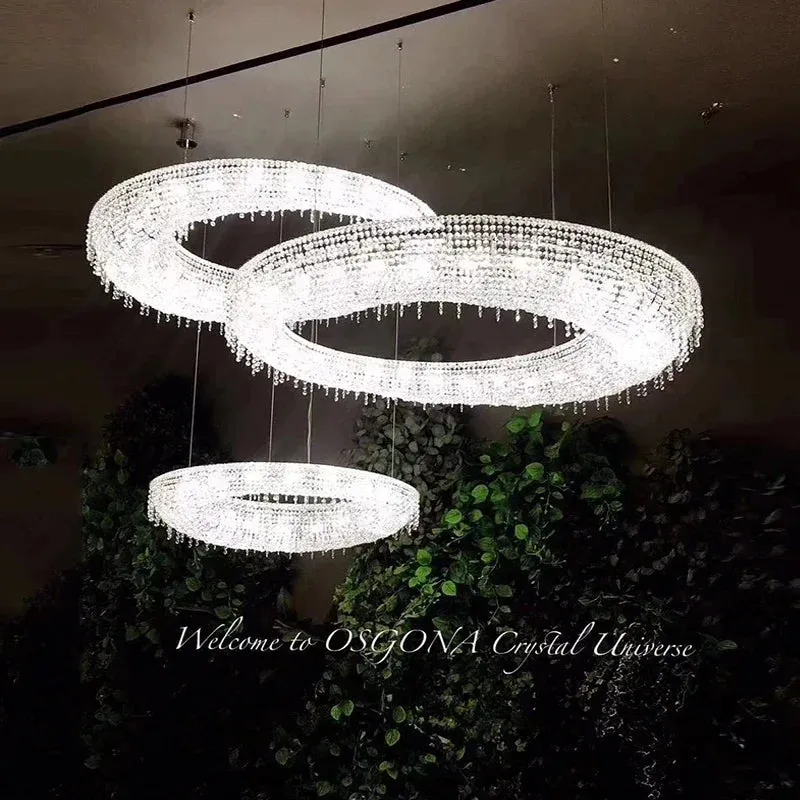 Mansion Oval Crystal Chandelier Chrome LED Pendant Lamps