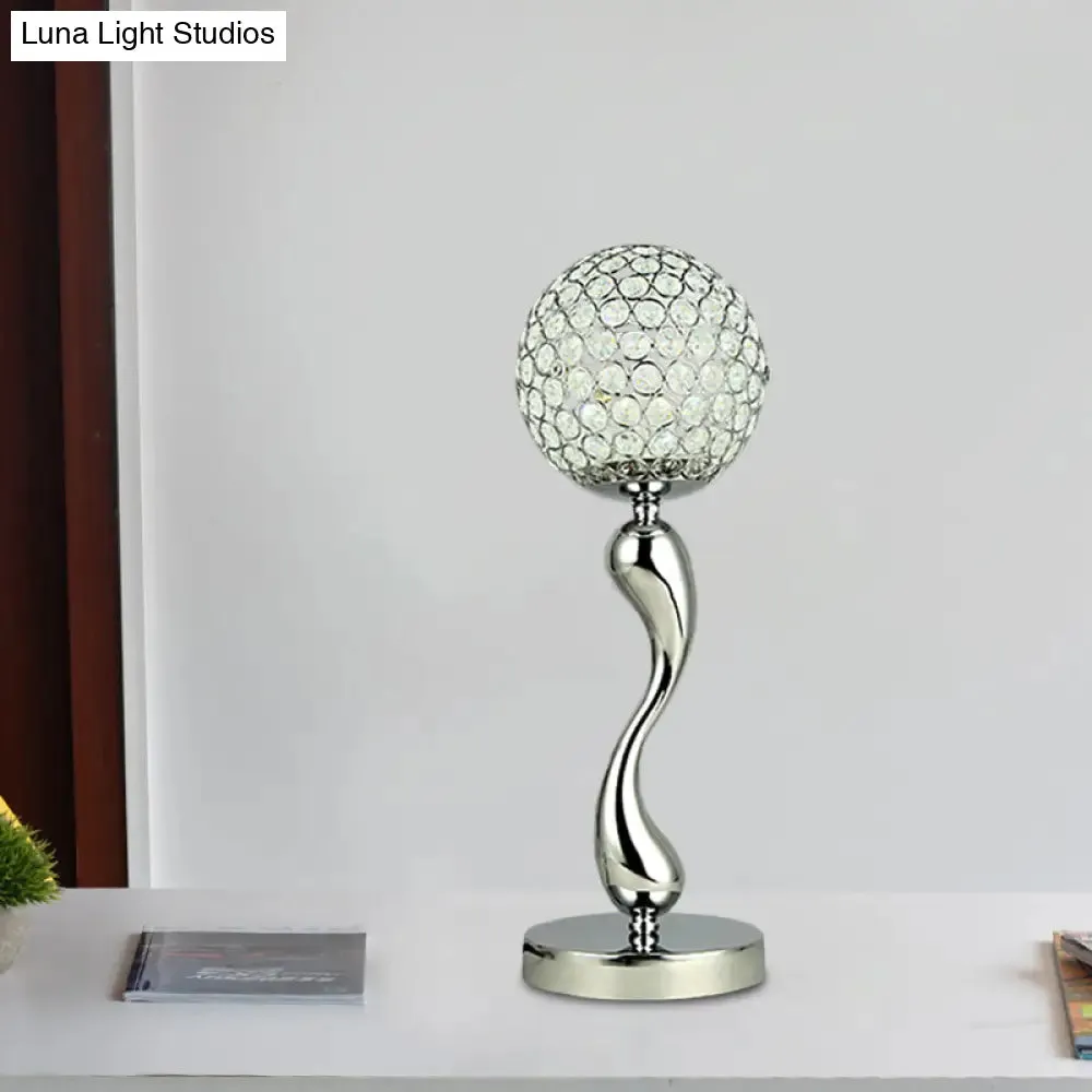 Mara - Contemporary Crystal LED Chrome Nightstand Lamp