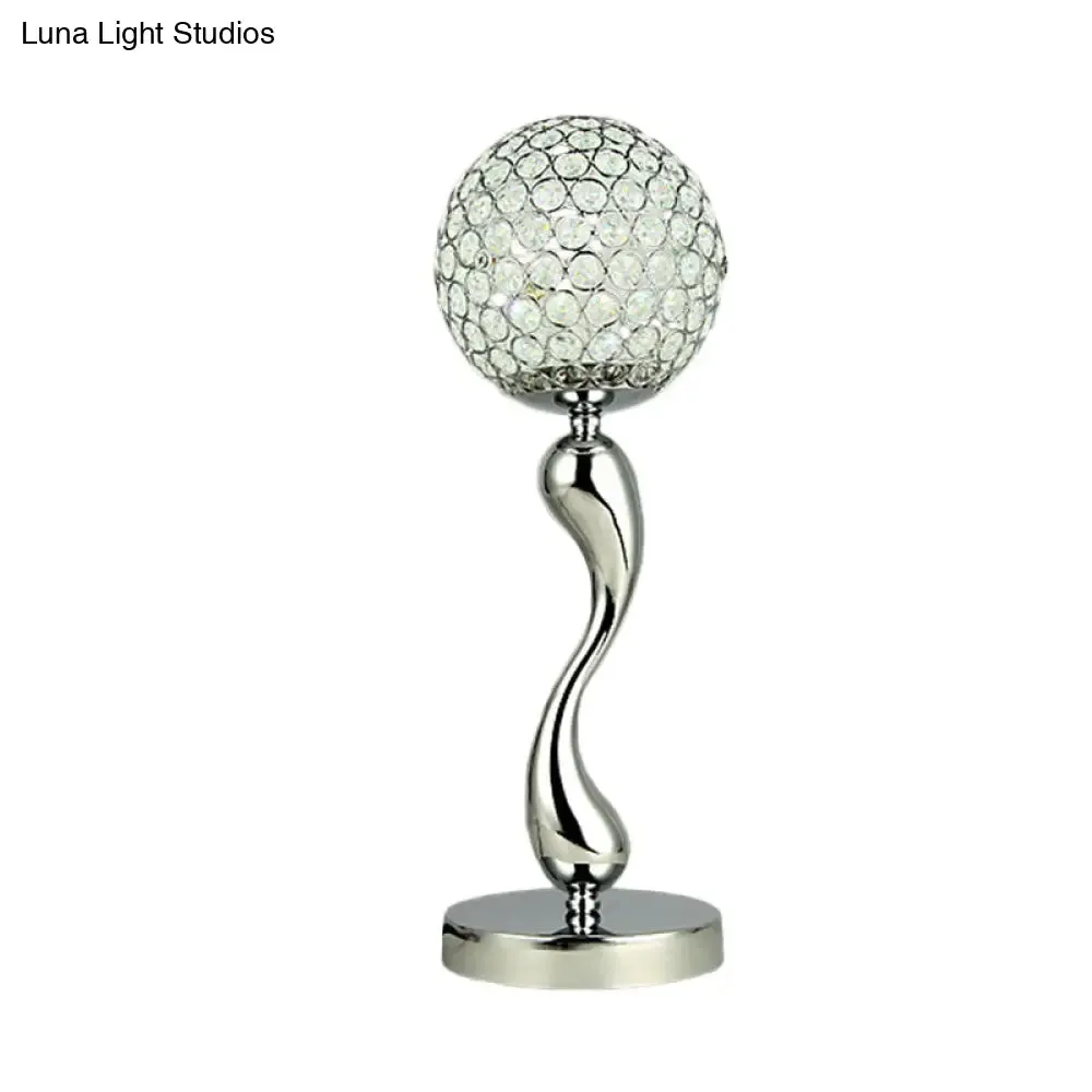 Mara - Contemporary Crystal LED Chrome Nightstand Lamp