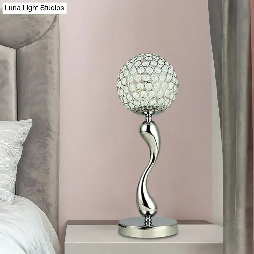 Mara - Contemporary Crystal LED Chrome Nightstand Lamp