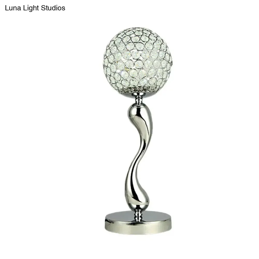 Mara - Contemporary Crystal LED Chrome Nightstand Lamp