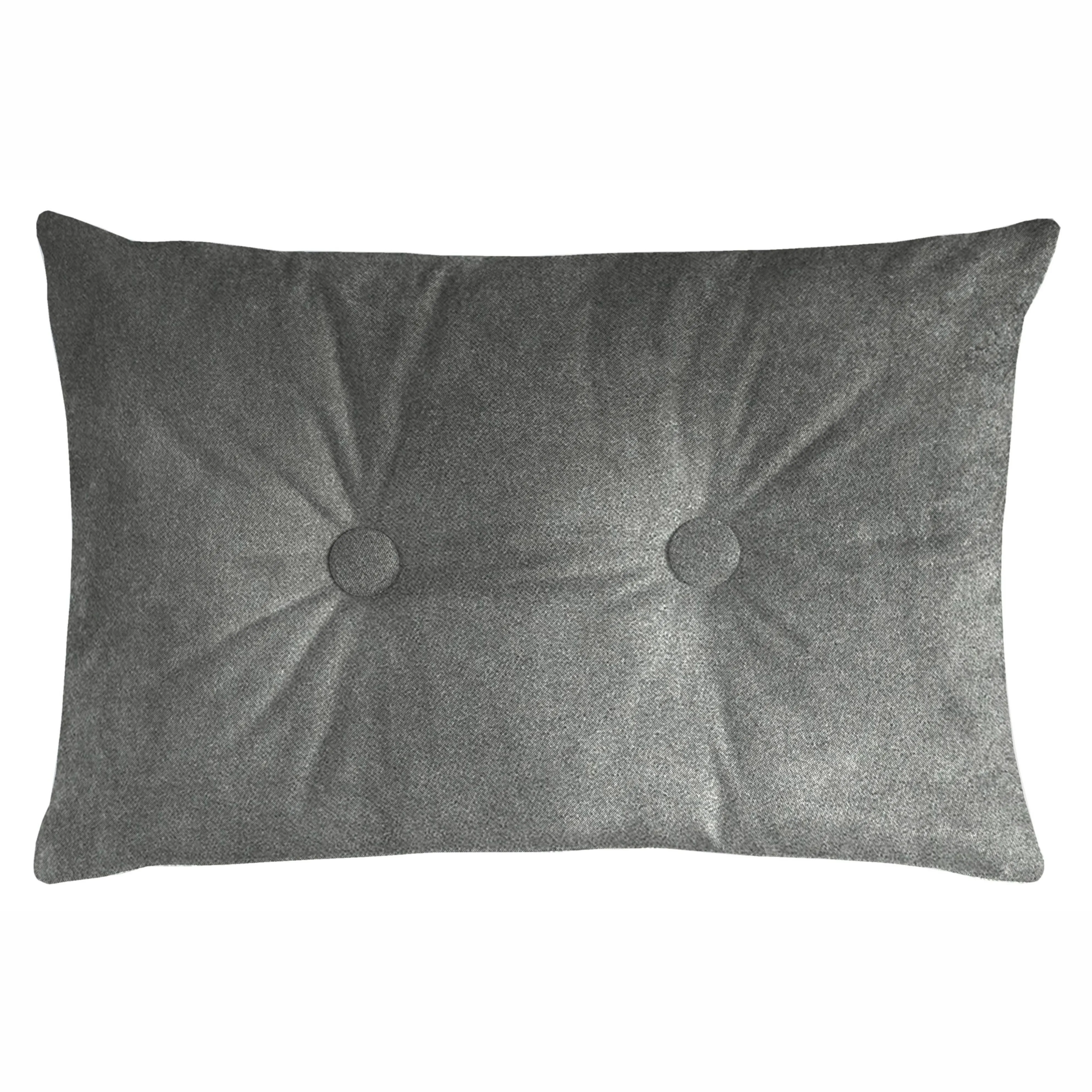 Matt Soft Silver Velvet Button 40cm x 60cm Pillow