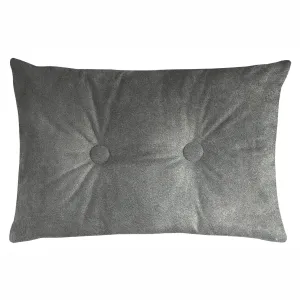 Matt Soft Silver Velvet Button 40cm x 60cm Pillow