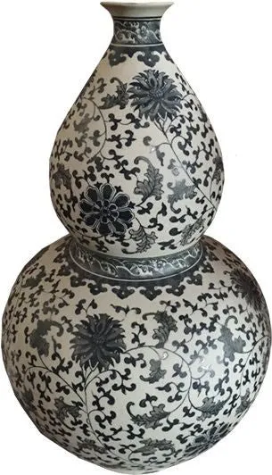 Matte Charcoal Twisted Lotus Gourd Vase