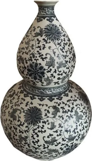 Matte Charcoal Twisted Lotus Gourd Vase