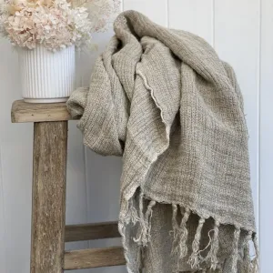 Mesh Stonewashed 100% Linen Throw | Natural