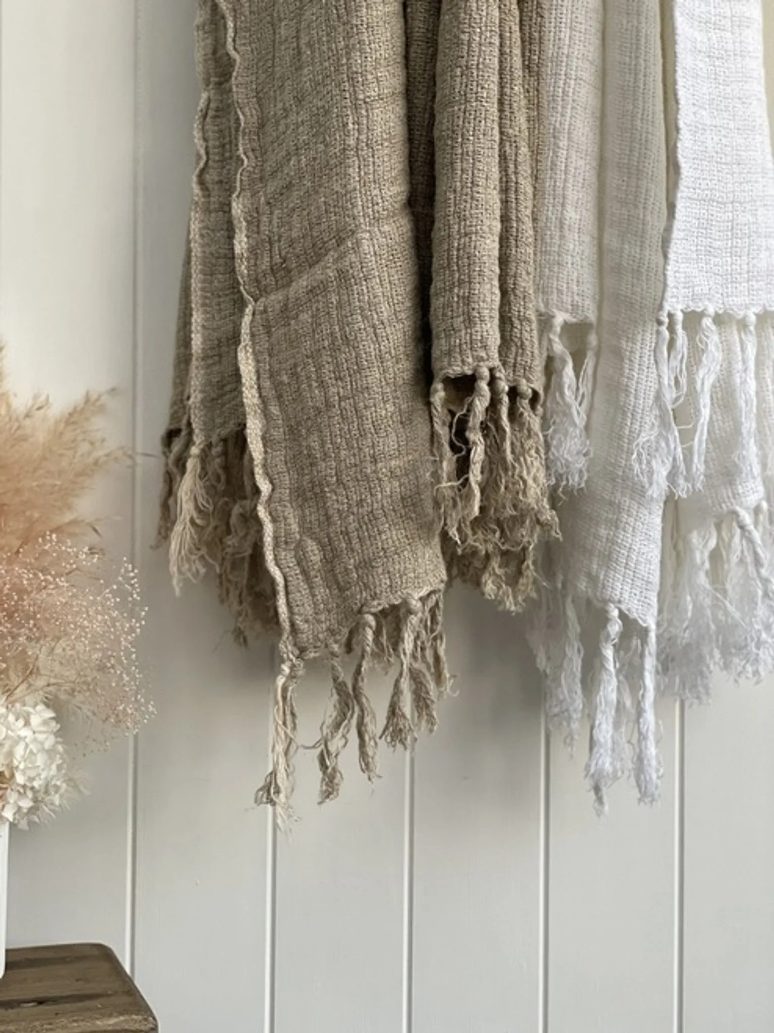 Mesh Stonewashed 100% Linen Throw | Natural