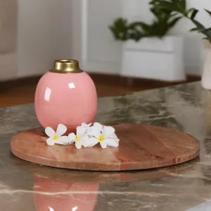 Metal Flower Vase | Mayur | Pink Enamel | 6 inches