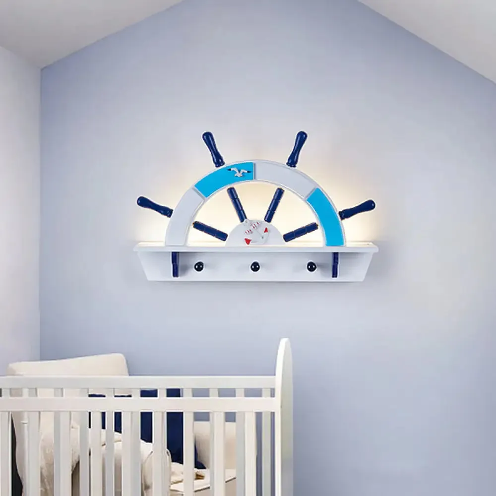 Metallic Children's Wall Sconce with Blue LED - Warm/White Light