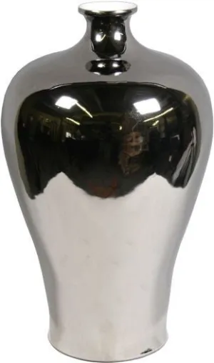 Metallic Silver Prunus Vase