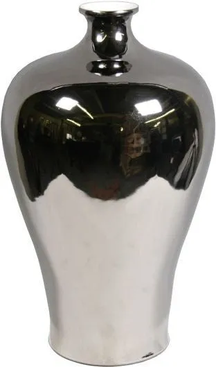 Metallic Silver Prunus Vase