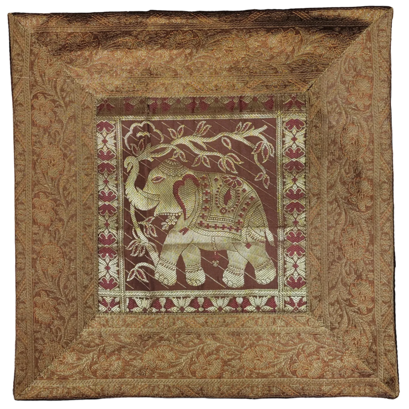 Metallic Thread 'Elephant' Cushion Cover