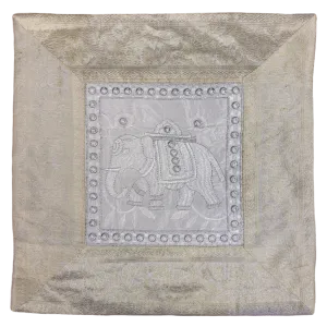 Metallic Thread Embroidered 'Elephant' Cushion Cover