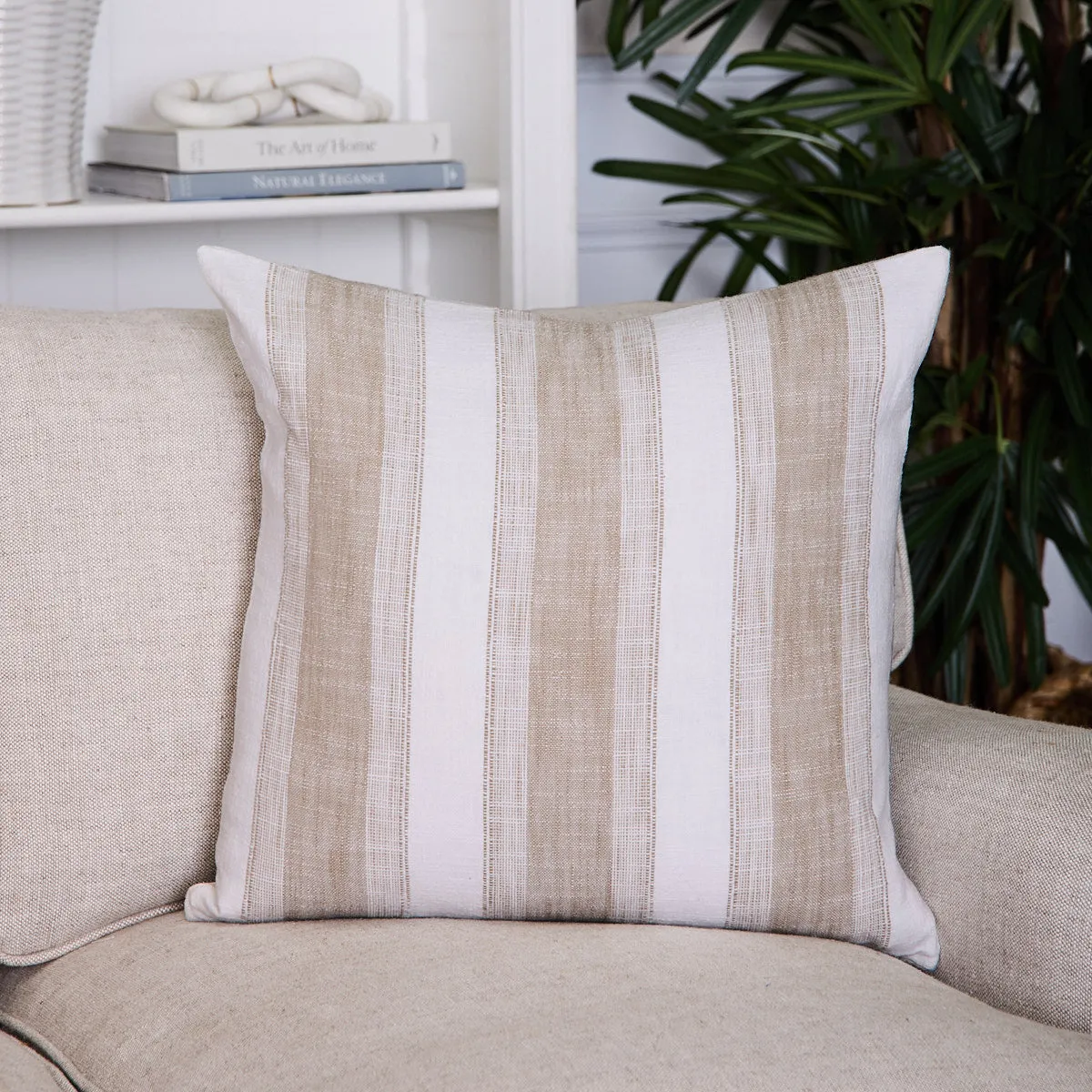 Mica Broad Stripe Cushion Cover (Beige)