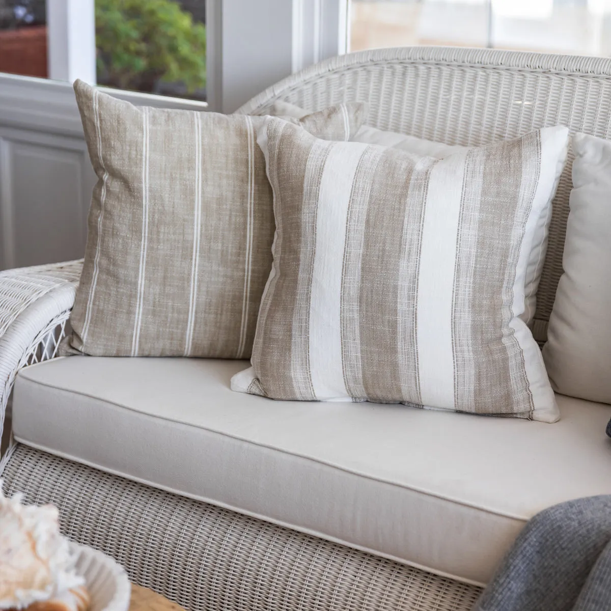 Mica Broad Stripe Cushion Cover (Beige)