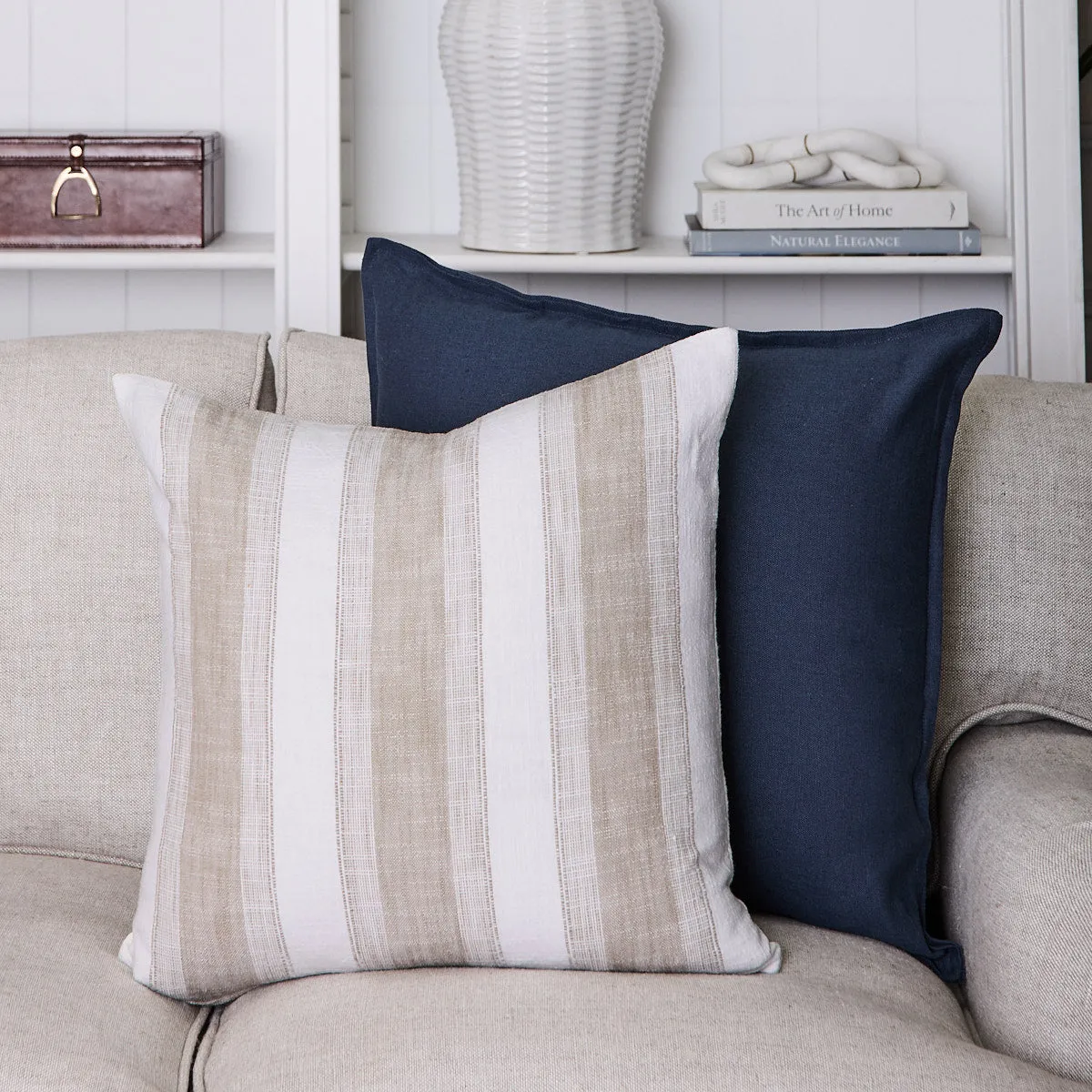 Mica Broad Stripe Cushion Cover (Beige)