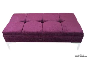 Mila Buttoned Footstool - Aubergine with Optional Storage