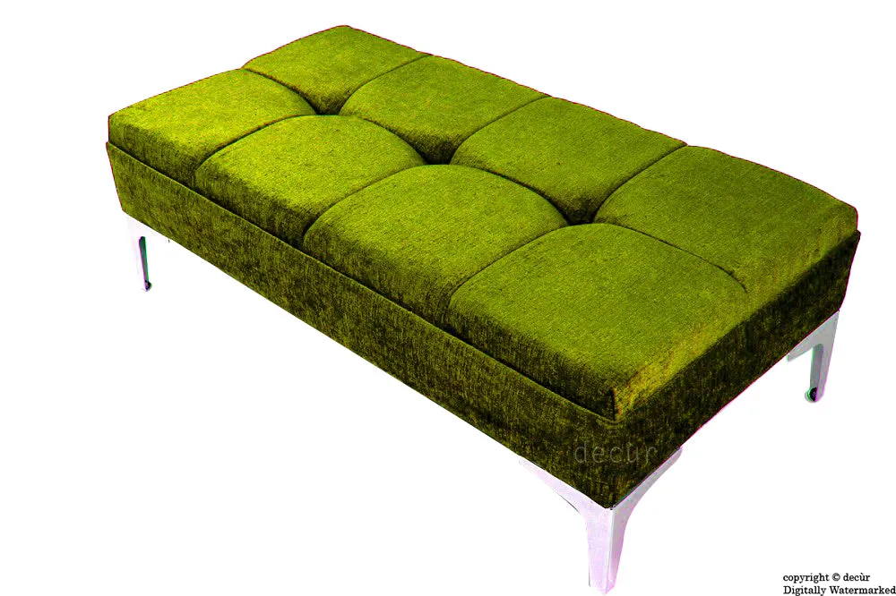 Mila Buttoned Footstool - Lime with Optional Storage