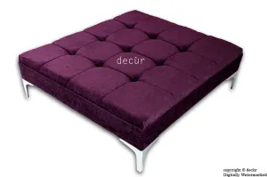 Mila Large Buttoned Footstool - Aubergine with Optional Storage