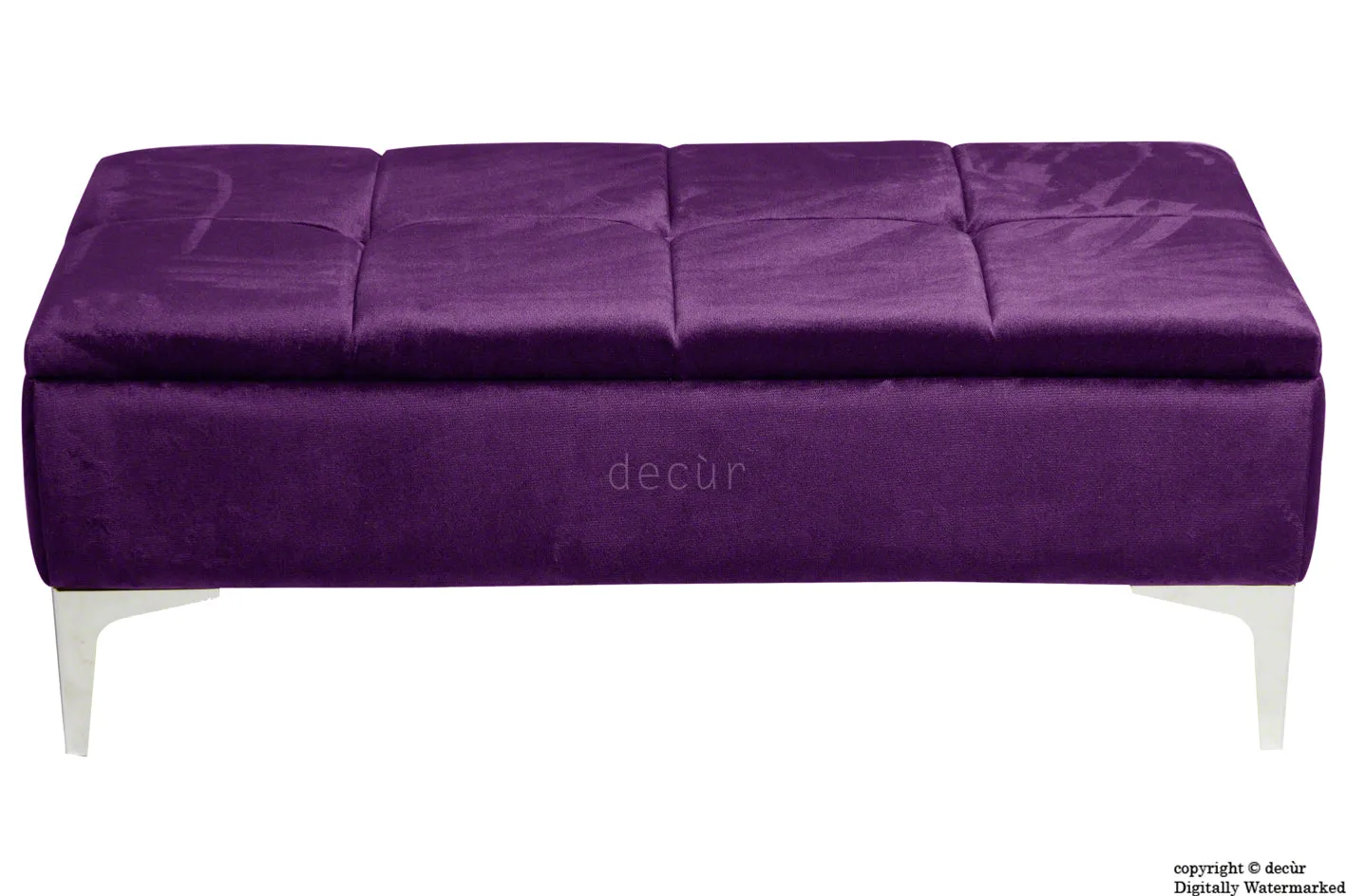 Mila Modern Buttoned Velvet Footstool - Amethyst with Optional Storage