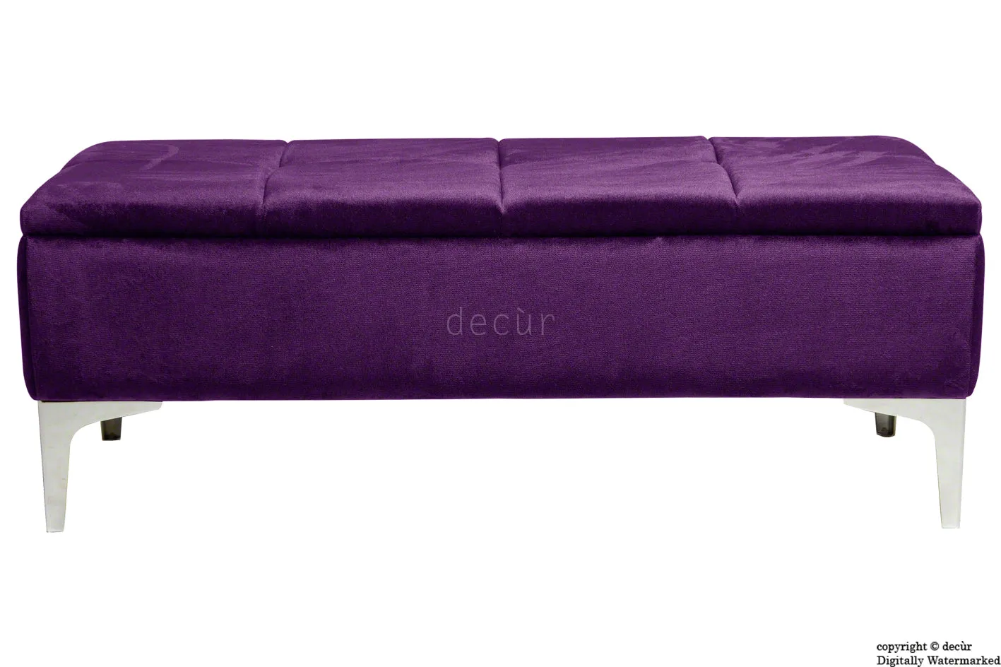 Mila Modern Buttoned Velvet Footstool - Amethyst with Optional Storage